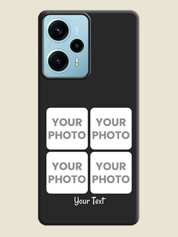 Custom Floral Art with 6 Image Holder on Photo On Space Black Custom Soft Matte Mobile Back Cover - Poco F5 - alternate view