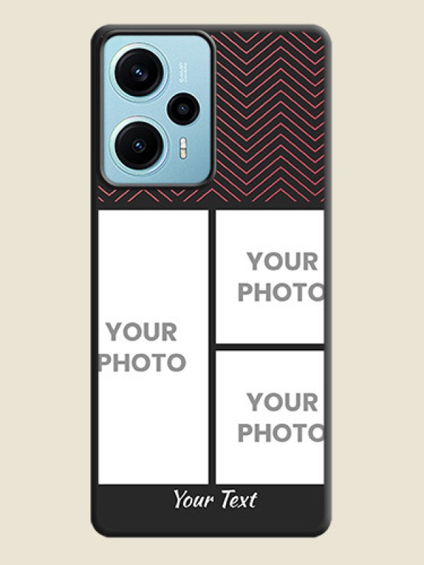 Custom Wave Pattern with 3 Image Holder On Space Black Custom Soft Matte Mobile Back Cover - Poco F5 - alternate view