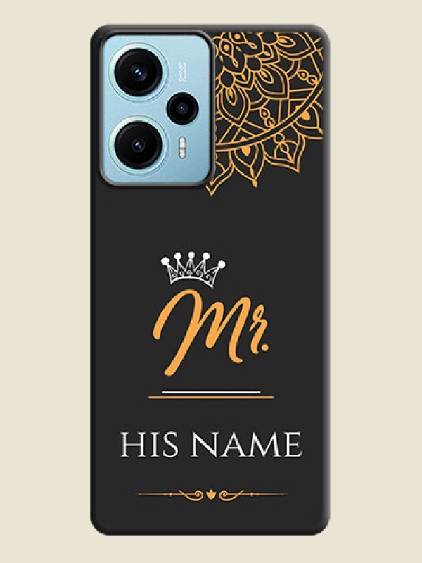 Custom Mr Name with Floral Design On Space Black Custom Soft Matte Mobile Back Cover - Poco F5 - alternate view