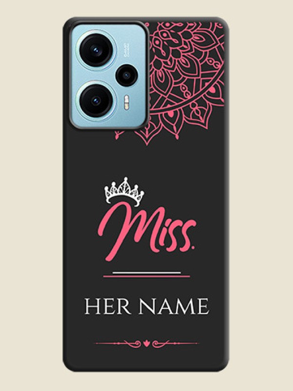 Custom Mrs Name with Floral Design On Space Black Custom Soft Matte Mobile Back Cover - Poco F5 - alternate view