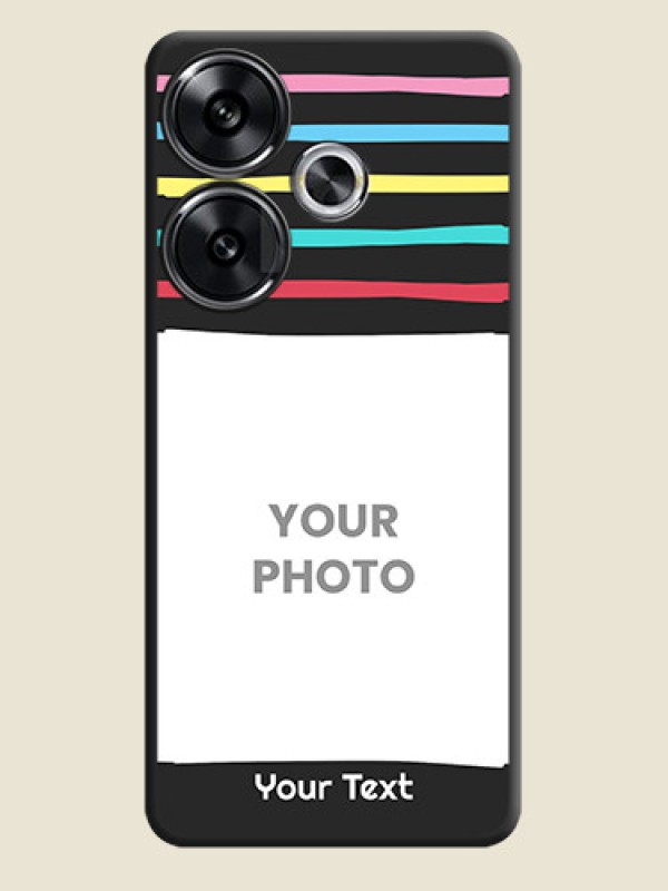 Custom Multicolor Lines with Image On Space Black Custom Soft Matte Mobile Back Cover - Poco F6 5G - alternate view