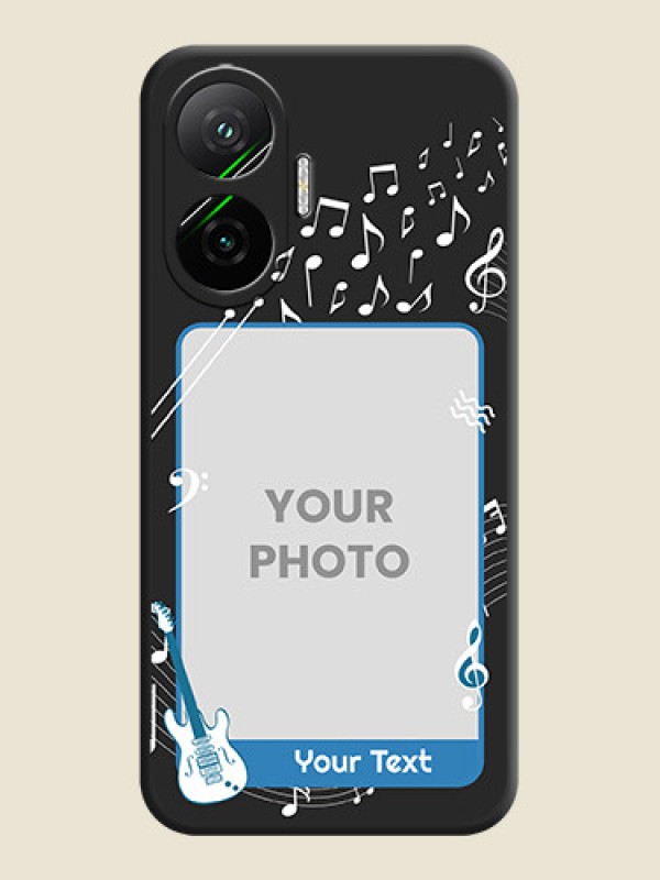 Custom Musical Theme Design with Text on Photo On Space Black Custom Soft Matte Mobile Back Cover - Poco F7 5G - alternate view