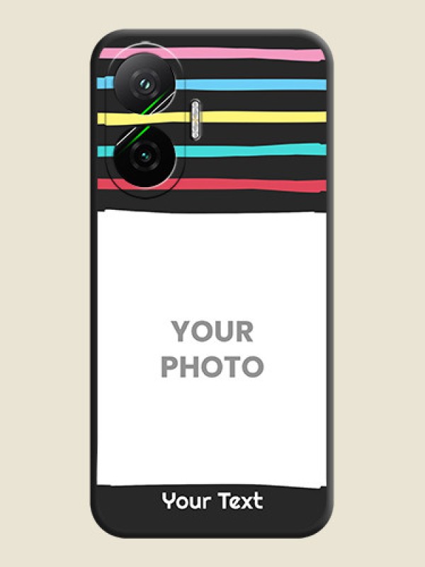 Custom Multicolor Lines with Image On Space Black Custom Soft Matte Mobile Back Cover - Poco F7 5G - alternate view