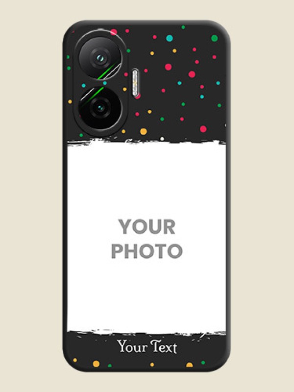 Custom Multicolor Dotted Pattern with Text On Space Black Custom Soft Matte Mobile Back Cover - Poco F7 5G - alternate view