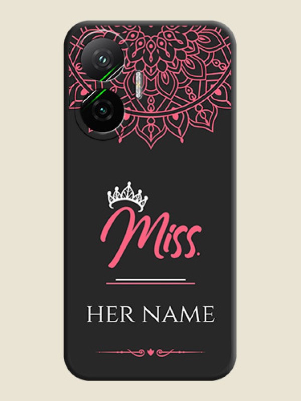 Custom Mrs Name with Floral Design On Space Black Custom Soft Matte Mobile Back Cover - Poco F7 5G - alternate view
