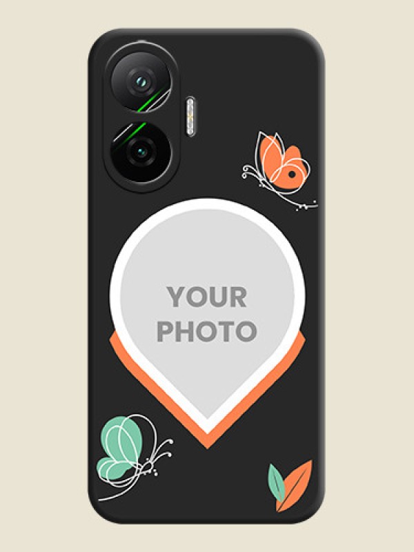 Custom Upload Pic With Simple Butterly Design On Space Black Custom Soft Matte Mobile Back Cover - Poco F7 5G - alternate view