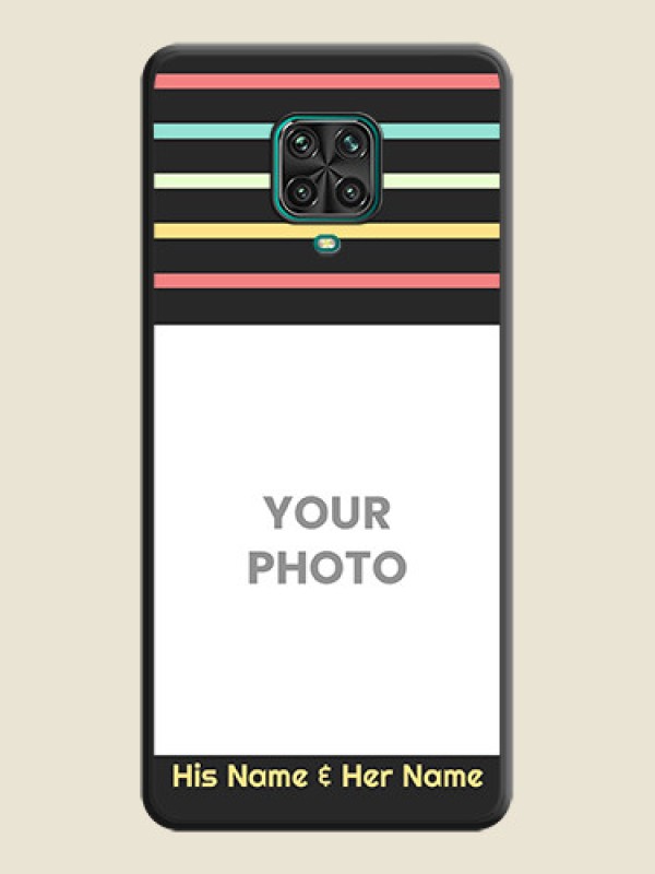 Custom Color Stripes with Photo and Text on Photo on Space Black Soft Matte Mobile Case - Poco M2 Pro - alternate view