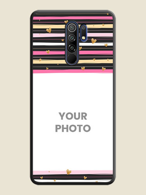 Custom Multicolor Lines and Golden Love Symbols Design on Photo on Space Black Soft Matte Mobile Cover - Poco M2 Reloaded - alternate view