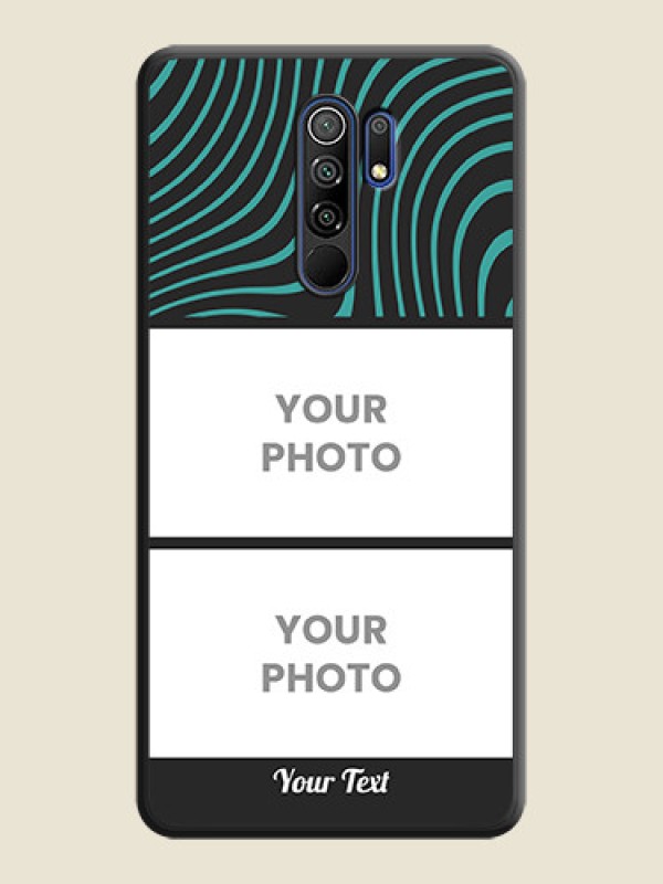 Custom Wave Pattern with 2 Image Holder on Space Black Personalized Soft Matte Phone Covers - Poco M2 Reloaded - alternate view