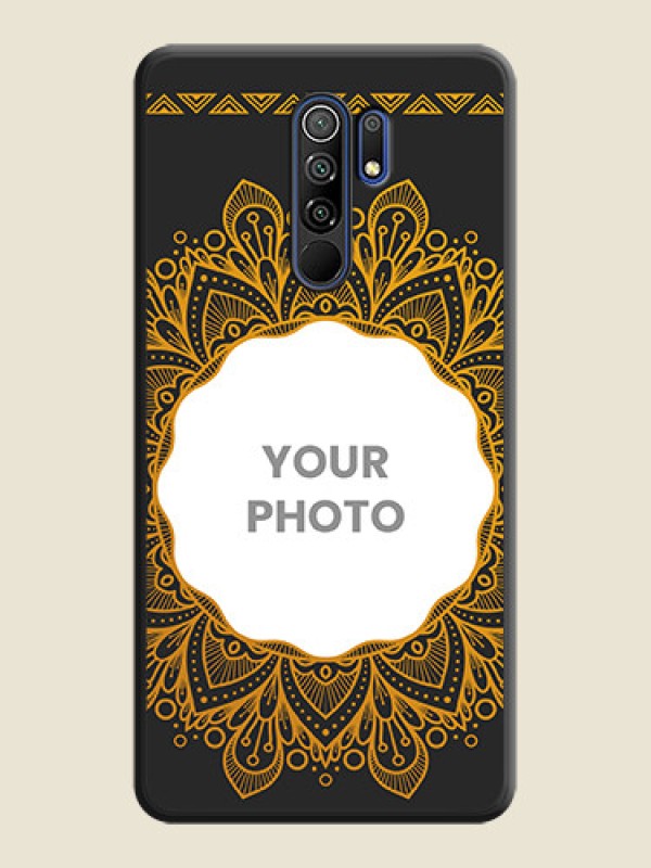 Custom Round Image with Floral Design on Photo on Space Black Soft Matte Mobile Cover - Poco M2 Reloaded - alternate view