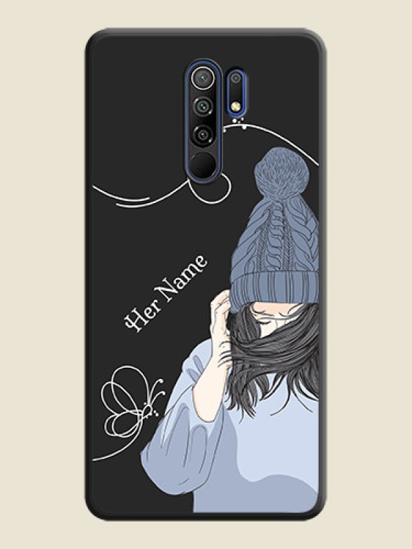Custom Girl With Blue Winter Outfiit Custom Text Design On Space Black Personalized Soft Matte Phone Covers -Poco M2 Reloaded - alternate view