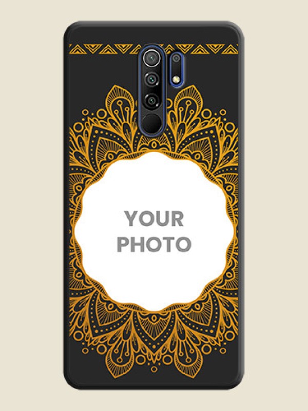 Custom Round Image with Floral Design on Photo on Space Black Soft Matte Mobile Cover - Poco M2 - alternate view
