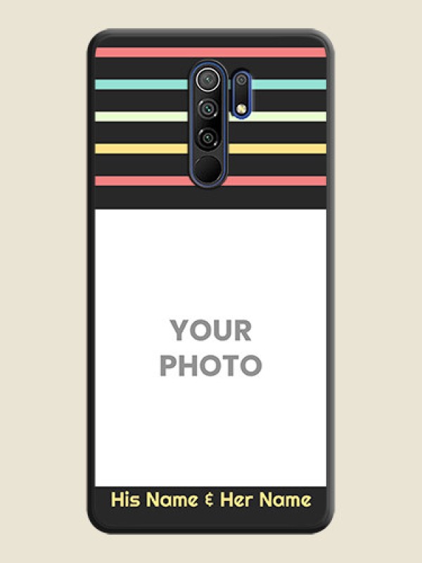 Custom Color Stripes with Photo and Text on Photo on Space Black Soft Matte Mobile Case - Poco M2 - alternate view