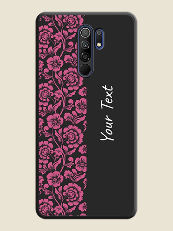 Custom Pink Floral Pattern Design With Custom Text On Space Black Personalized Soft Matte Phone Covers -Poco M2 - alternate view