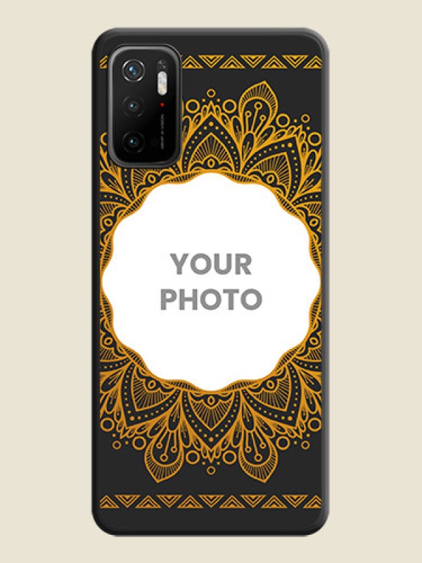 Custom Round Image with Floral Design on Photo on Space Black Soft Matte Mobile Cover - Poco M3 Pro - alternate view