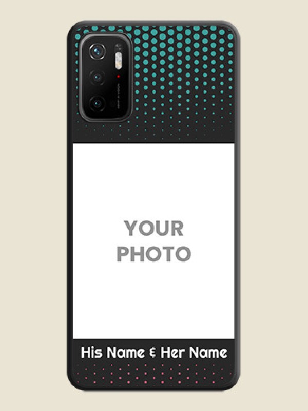 Custom Faded Dots with Grunge Photo Frame and Text on Space Black Custom Soft Matte Phone Cases - Poco M3 Pro - alternate view