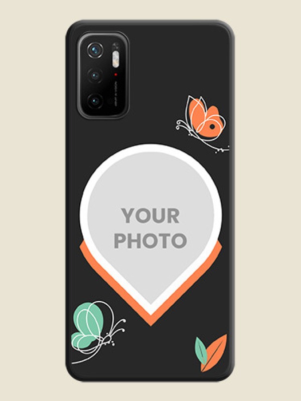 Custom Upload Pic With Simple Butterly Design On Space Black Personalized Soft Matte Phone Covers -Poco M3 Pro - alternate view