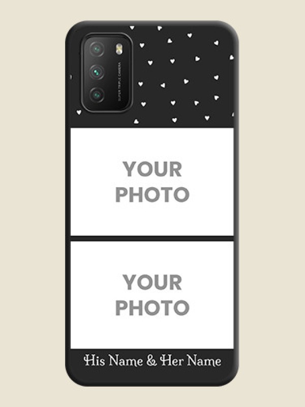 Custom Miniature Love Symbols with Name on Space Black Custom Soft Matte Back Cover - Poco M3 - alternate view