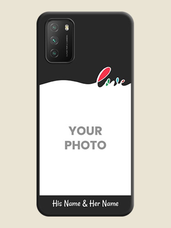 Custom Fall in Love Pattern with Picture on Photo on Space Black Soft Matte Mobile Case - Poco M3 - alternate view