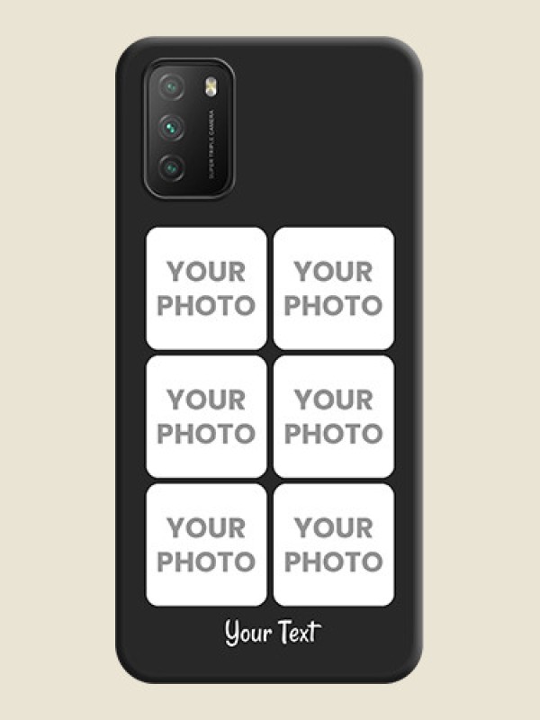 Custom Floral Art with 6 Image Holder on Photo on Space Black Soft Matte Mobile Case - Poco M3 - alternate view