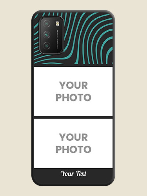 Custom Wave Pattern with 2 Image Holder on Space Black Personalized Soft Matte Phone Covers - Poco M3 - alternate view