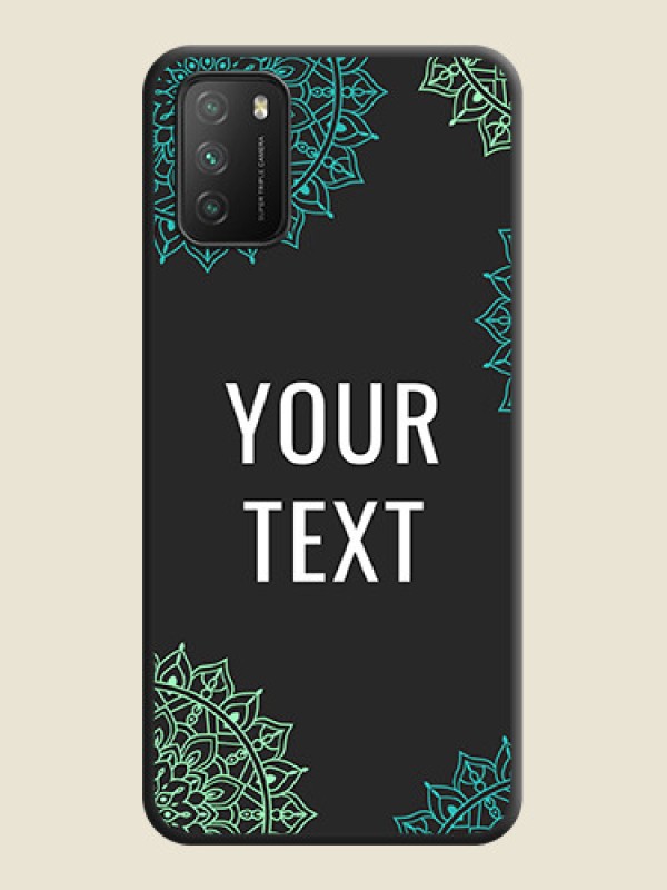 Custom Your Name with Floral Design on Space Black Custom Soft Matte Back Cover - Poco M3 - alternate view