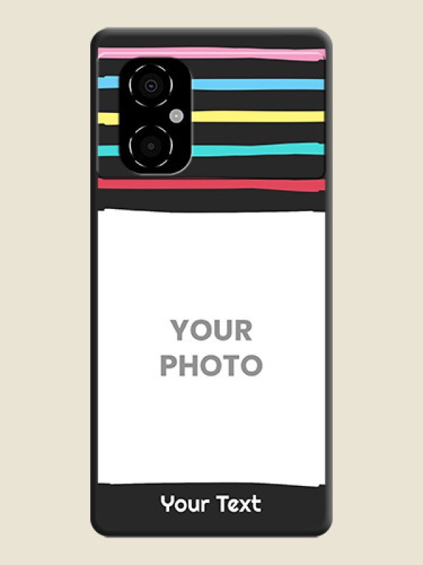 Custom Multicolor Lines with Image on Space Black Personalized Soft Matte Phone Covers - Poco M4 5G - alternate view