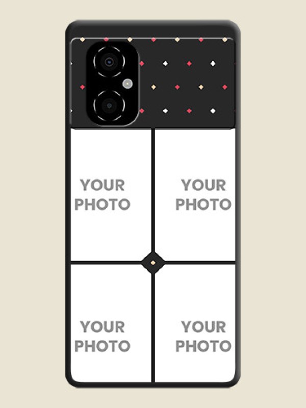 Custom Multicolor Dotted Pattern with 4 Image Holder on Space Black Custom Soft Matte Phone Cases - Poco M4 5G - alternate view