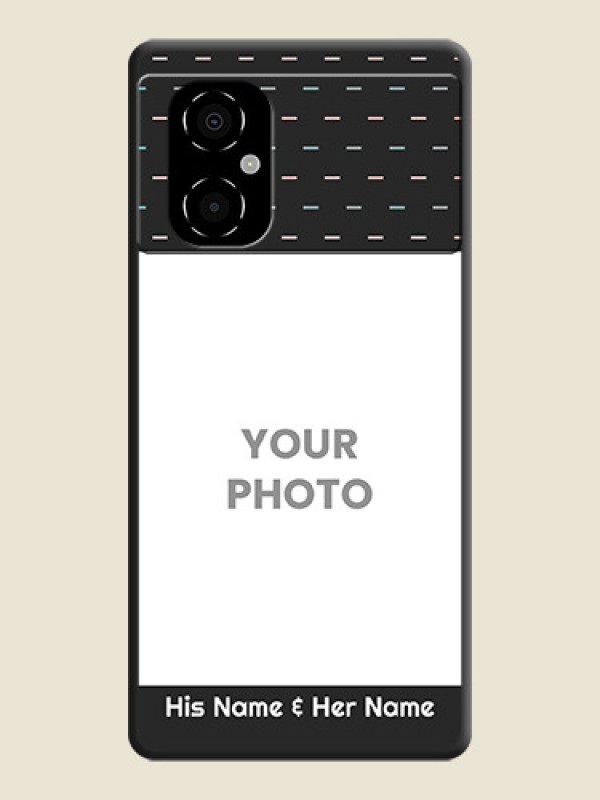 Custom Line Pattern Design with Text on Space Black Custom Soft Matte Phone Back Cover - Poco M4 5G - alternate view