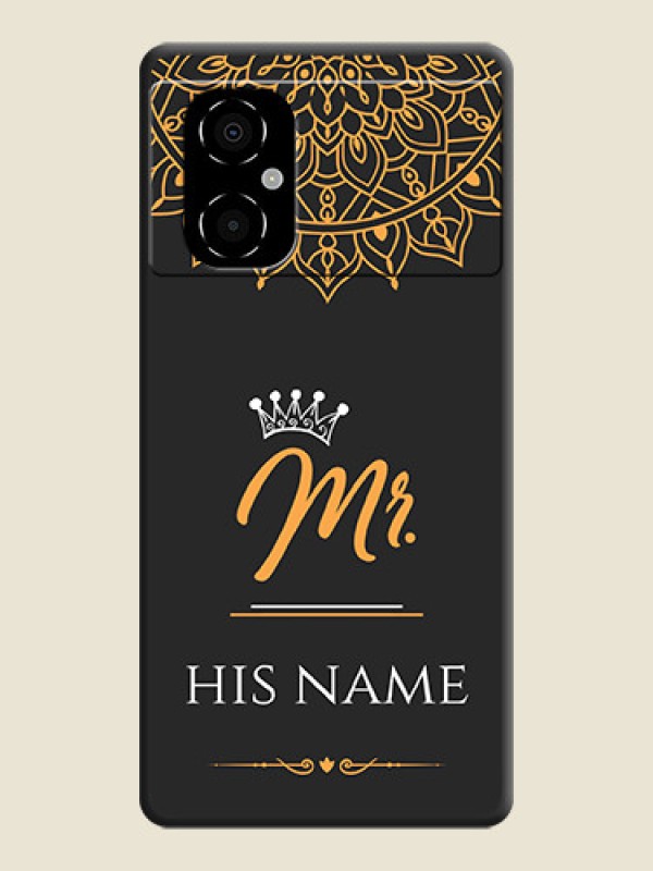 Custom Mr Name with Floral Design  on Personalised Space Black Soft Matte Cases - Poco M4 5G - alternate view
