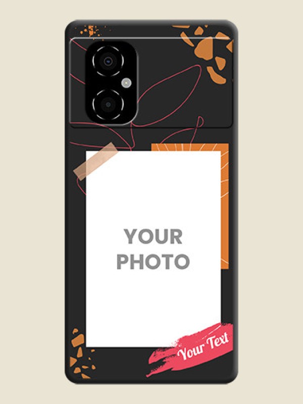 Custom Orange Photo Frame on Space Black Custom Soft Matte Phone Back Cover - Poco M4 5G - alternate view
