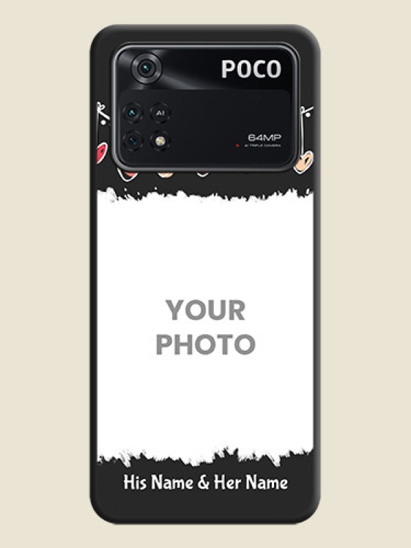 Custom Pink Love Hangings with Name on Space Black Custom Soft Matte Phone Cases - Poco M4 Pro 4G - alternate view