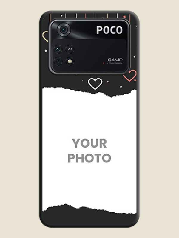 Custom Love Hangings with Splash Wave Picture on Space Black Custom Soft Matte Phone Back Cover - Poco M4 Pro 4G - alternate view
