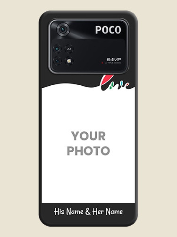 Custom Fall in Love Pattern with Picture on Photo on Space Black Soft Matte Mobile Case - Poco M4 Pro 4G - alternate view