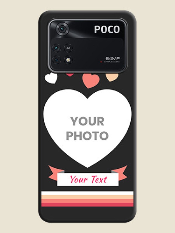 Custom Love Shaped Photo with Colorful Stripes on Personalised Space Black Soft Matte Cases - Poco M4 Pro 4G - alternate view