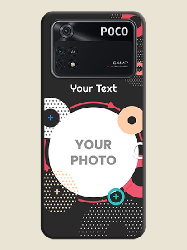 Custom Multicoloured Round Image on Personalised Space Black Soft Matte Cases - Poco M4 Pro 4G - alternate view