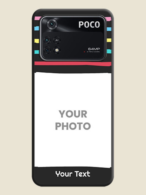Custom Multicolor Lines with Image on Space Black Personalized Soft Matte Phone Covers - Poco M4 Pro 4G - alternate view