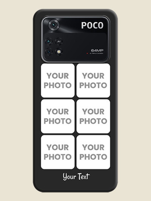 Custom Floral Art with 6 Image Holder on Photo on Space Black Soft Matte Mobile Case - Poco M4 Pro 4G - alternate view