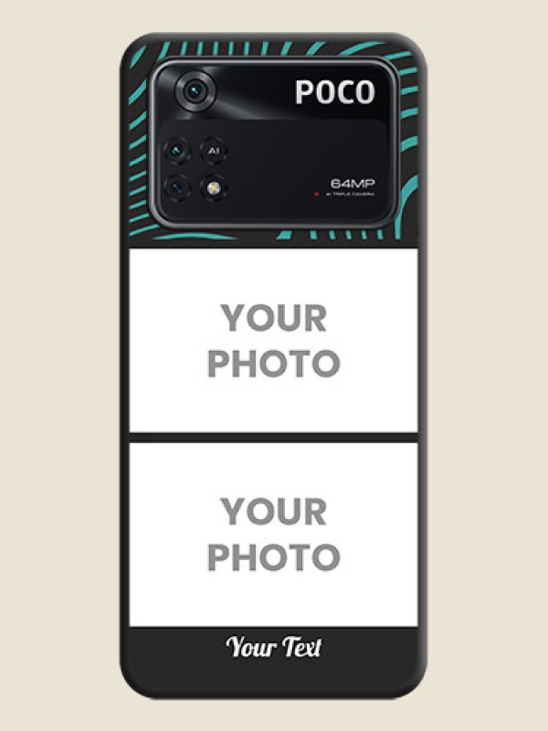 Custom Wave Pattern with 2 Image Holder on Space Black Personalized Soft Matte Phone Covers - Poco M4 Pro 4G - alternate view