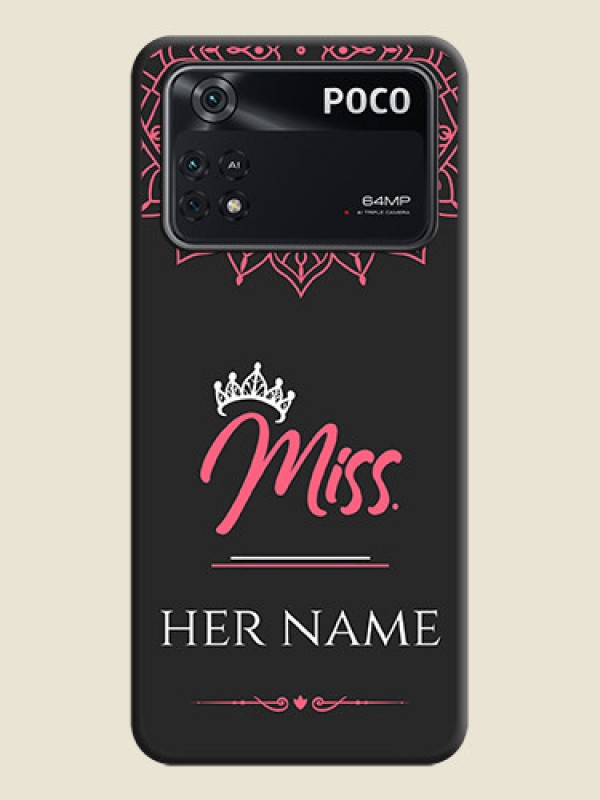 Custom Mrs Name with Floral Design on Space Black Personalized Soft Matte Phone Covers - Poco M4 Pro 4G - alternate view