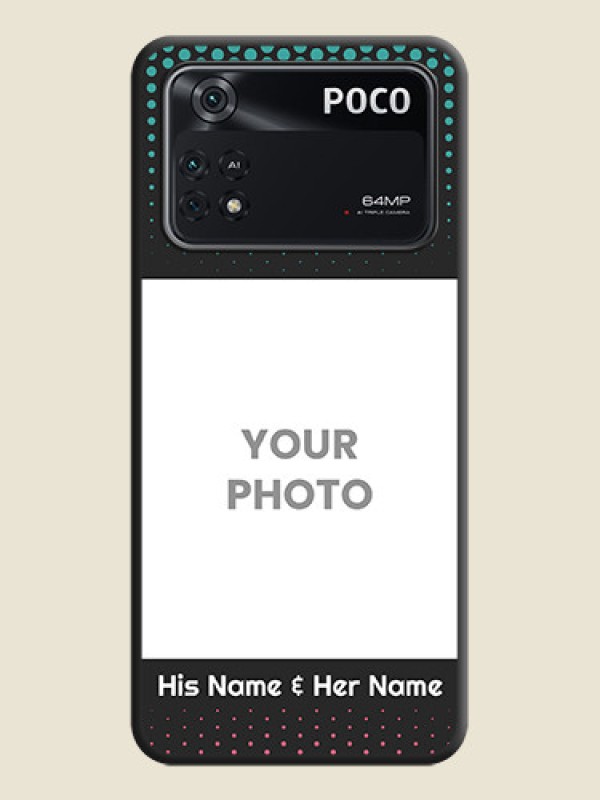 Custom Faded Dots with Grunge Photo Frame and Text on Space Black Custom Soft Matte Phone Cases - Poco M4 Pro 4G - alternate view