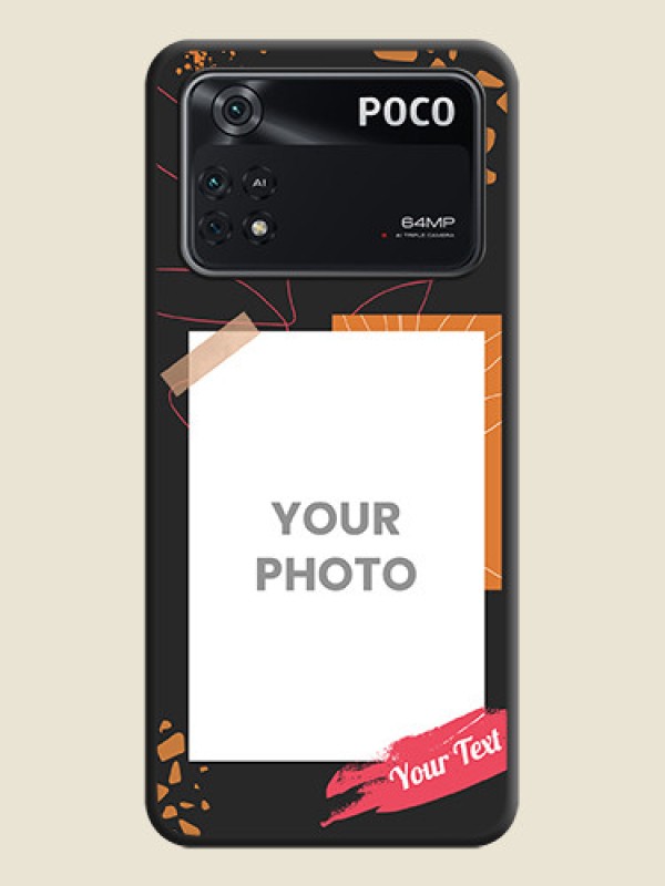Custom Orange Photo Frame on Space Black Custom Soft Matte Phone Back Cover - Poco M4 Pro 4G - alternate view