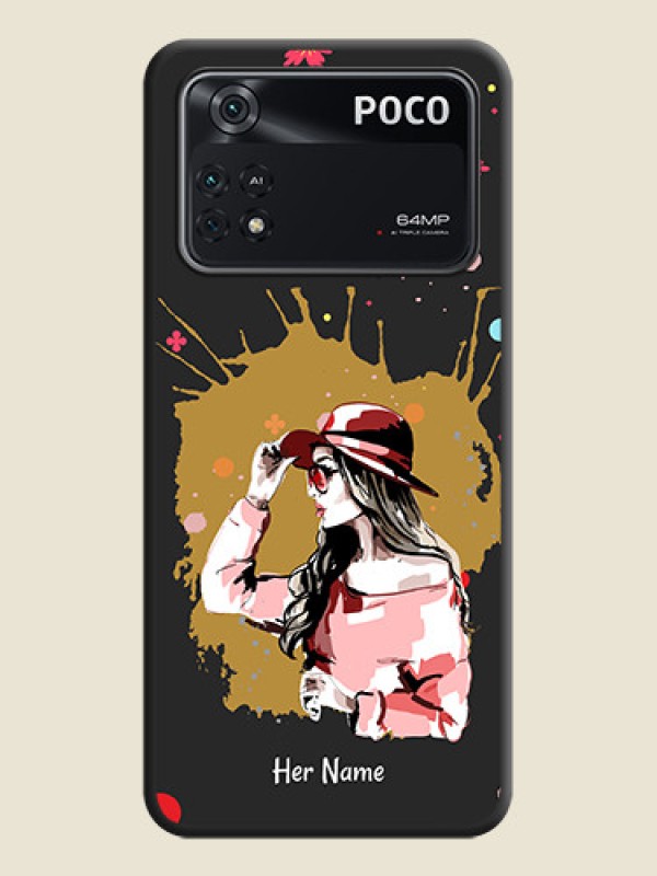 Custom Mordern Lady With Color Splash Background With Custom Text On Space Black Personalized Soft Matte Phone Covers -Poco M4 Pro 4G - alternate view