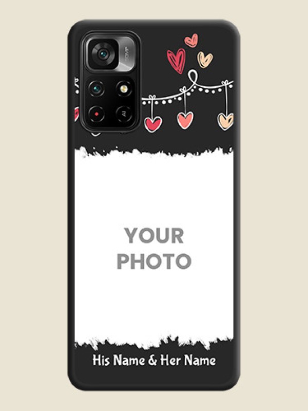 Custom Pink Love Hangings with Name on Space Black Custom Soft Matte Phone Cases - Poco M4 Pro 5G - alternate view