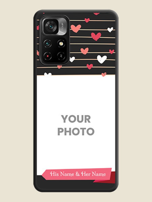 Custom Love Pattern with Name on Pink Ribbon  on Photo on Space Black Soft Matte Back Cover - Poco M4 Pro 5G - alternate view