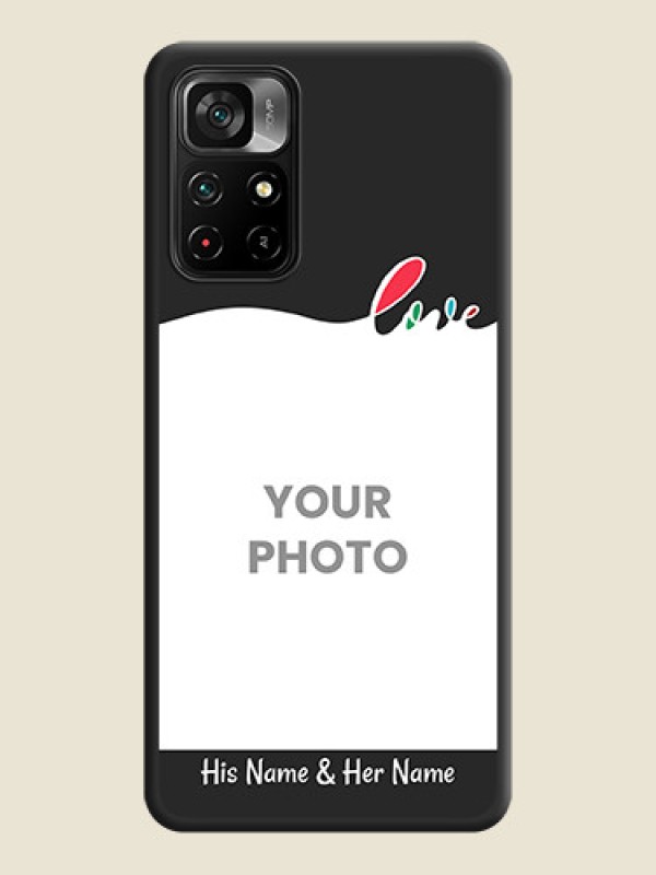 Custom Fall in Love Pattern with Picture on Photo on Space Black Soft Matte Mobile Case - Poco M4 Pro 5G - alternate view