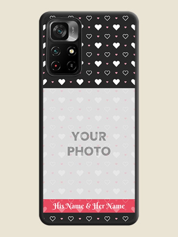 Custom White Color Love Symbols with Text Design on Photo on Space Black Soft Matte Phone Cover - Poco M4 Pro 5G - alternate view