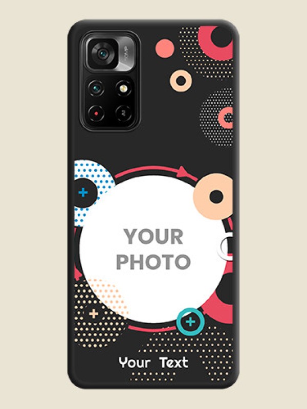 Custom Multicoloured Round Image on Personalised Space Black Soft Matte Cases - Poco M4 Pro 5G - alternate view