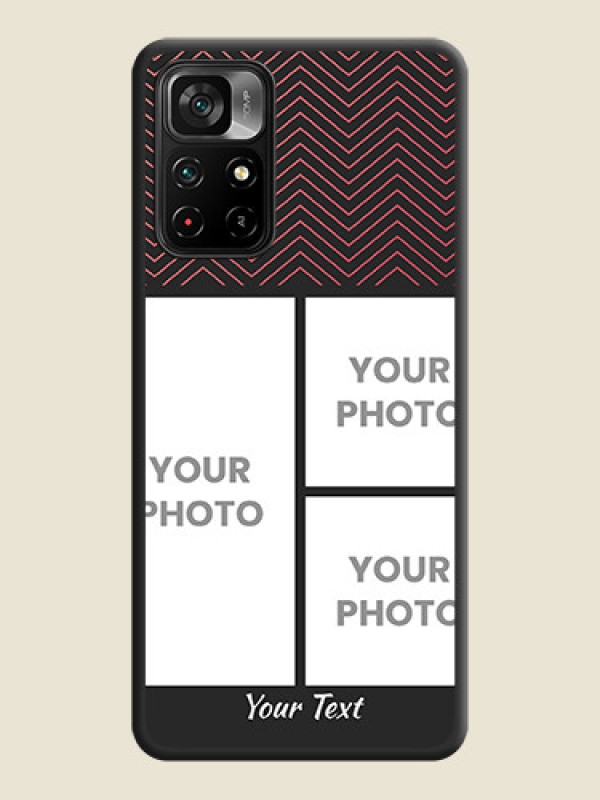 Custom Wave Pattern with 3 Image Holder on Space Black Custom Soft Matte Back Cover - Poco M4 Pro 5G - alternate view