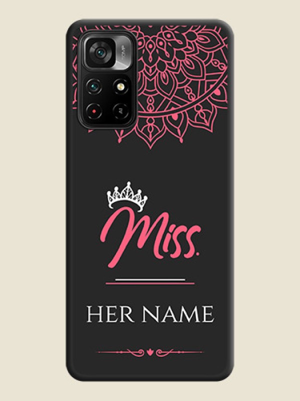 Custom Mrs Name with Floral Design on Space Black Personalized Soft Matte Phone Covers - Poco M4 Pro 5G - alternate view